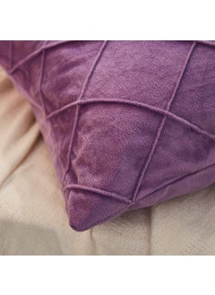AMICA AMICA Luxurious Diamond Pinch Pleated Crystal Velvet Pillowcases Solid Pintuck Throw Cushion Cover for Home Decor Hidden Zipper Closure (Purple, 20'' X 26'' Inch)  - Image 4