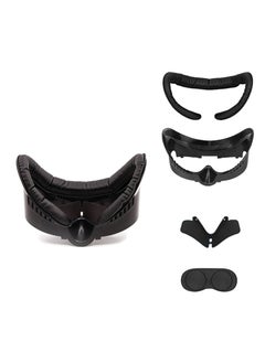 VR Facial Interface Bracket & PU Leather Foam Face Cover Compatible with Meta Quest 3, Sweat-Proof Replacement Meta Quest 3 VR Headset Accessories Facial Pad, Ventilation Design (4-in-1 Black)