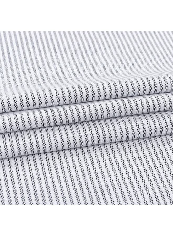 Firs Pure Cotton Oxford Long Sleeve Shirt Men Spring Autumn Youth Fashion Professional Workwear Gray Striped 44 - Image 4