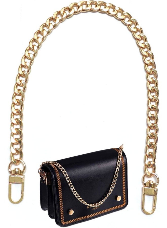 Short Purse Chain Shoulder Straps Replacement 23.6", DIY Flat Iron Purse Handles Bag Chain Wide 9mm, Handbag Chain Replacement Strap with Excellent Gold Plated Craft, Shiny Tone(Gold-60cm)  - Image 2