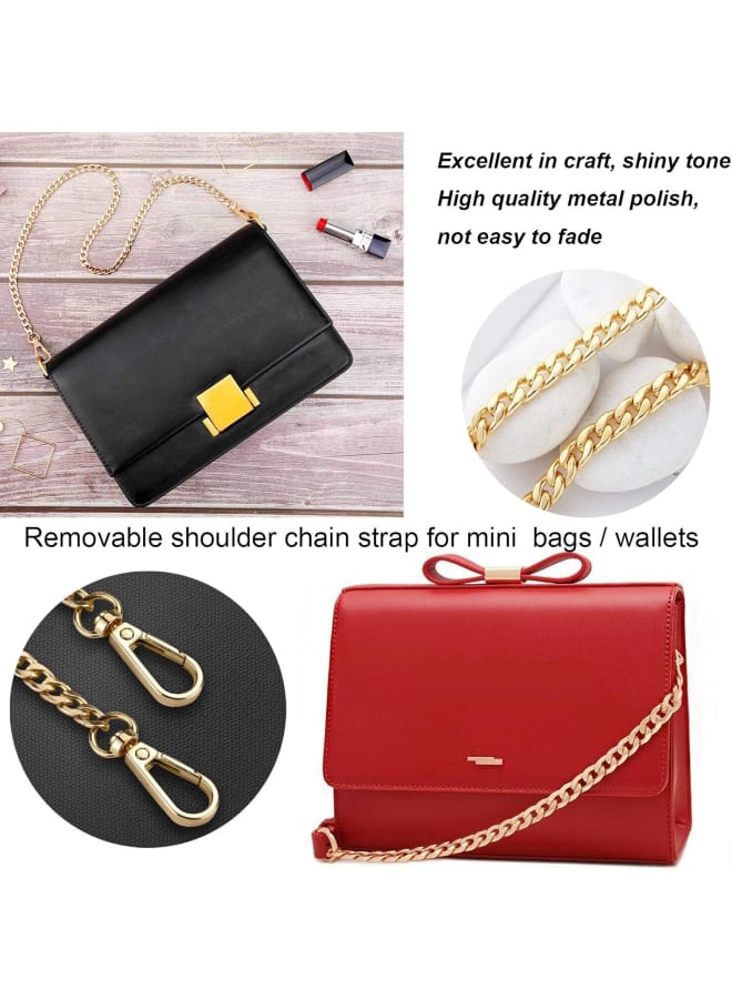 Short Purse Chain Shoulder Straps Replacement 23.6", DIY Flat Iron Purse Handles Bag Chain Wide 9mm, Handbag Chain Replacement Strap with Excellent Gold Plated Craft, Shiny Tone(Gold-60cm)  - Image 3