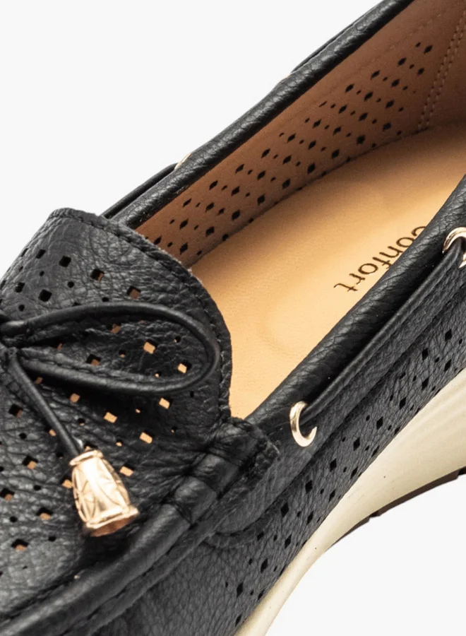 Le Confort Textured Slip-On Mocassins with Bow Detail