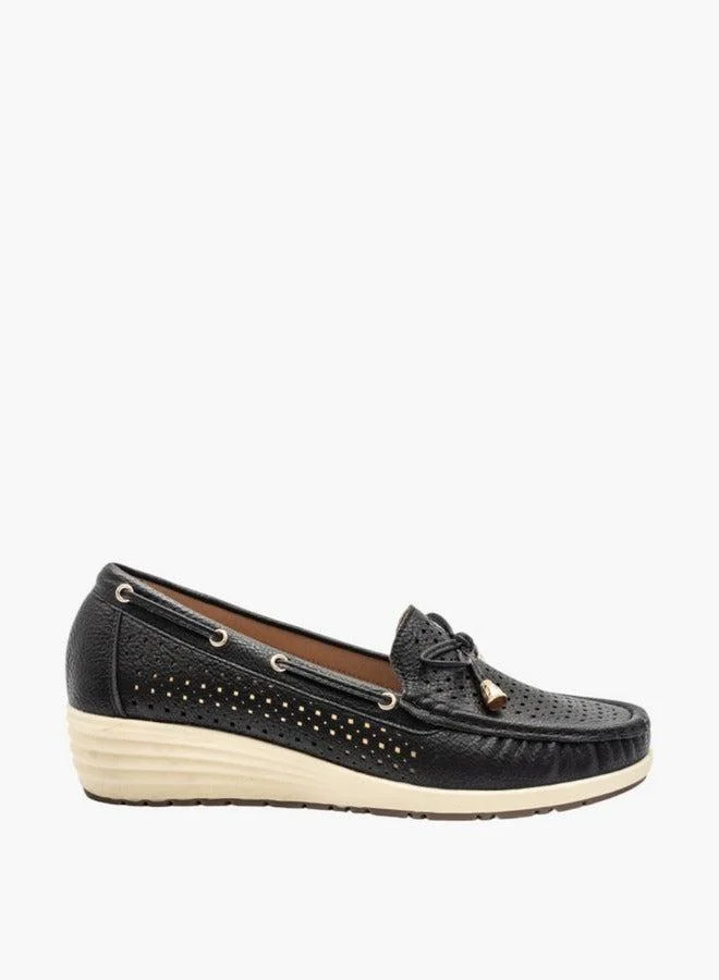 Le Confort Textured Slip-On Mocassins with Bow Detail