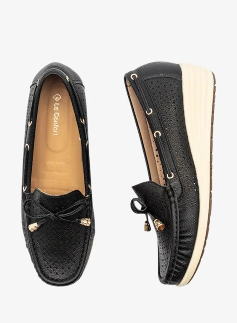 Le Confort Textured Slip-On Mocassins with Bow Detail