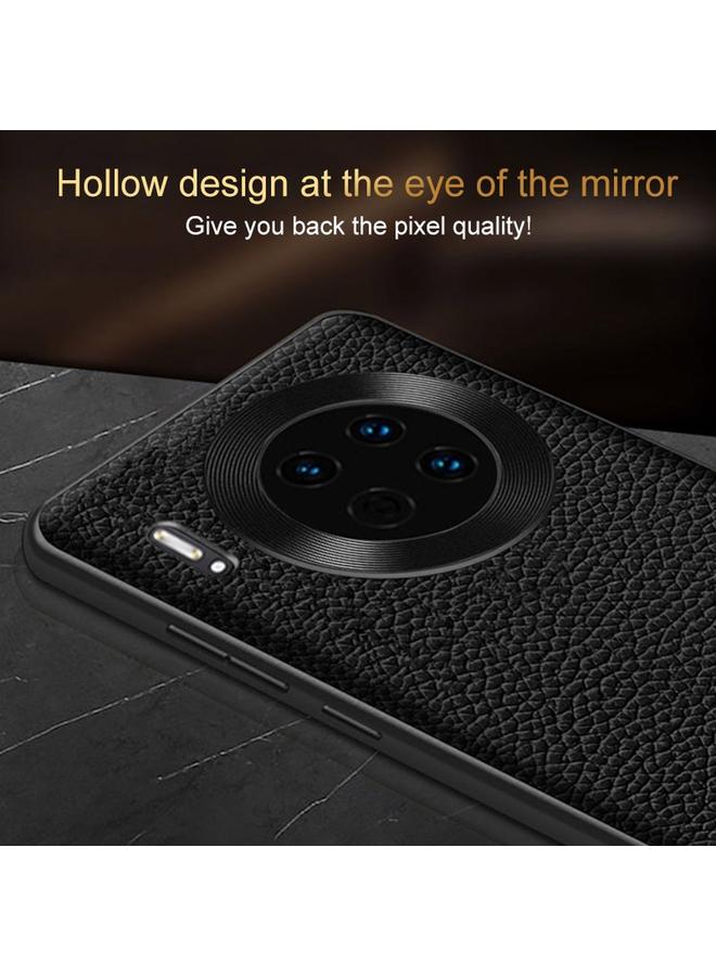 اس-توب جراب لهاتف Huawei P50 Pro مصنوع من الجلد الطبيعي بنقشة الليتشي - Image 5