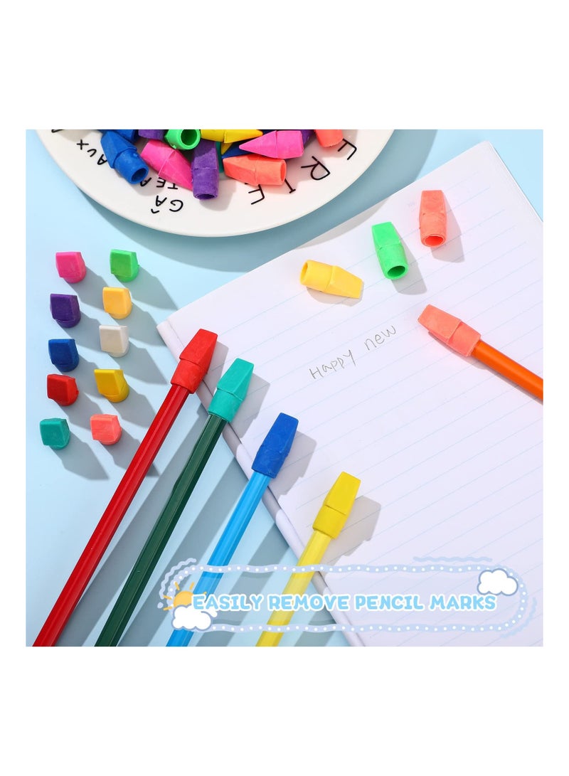 SYOSI Pencil Top Erasers, 100 Pcs Colored Cap Erasers Erasers, Pencil Eraser Toppers, Pencil Eraser Caps, Bulk Studying Supplies for Kids Students Teachers School Classroom Home Office, Erasers for Kids - Image 3