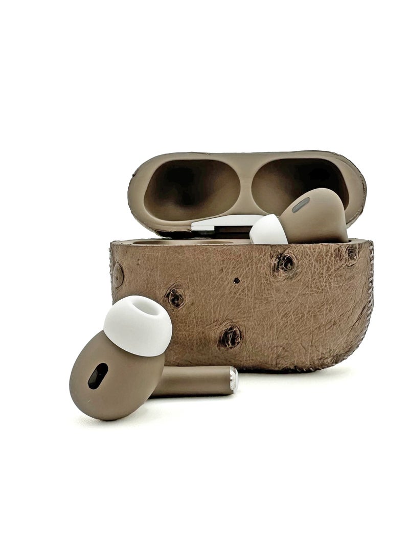 Craft Merlin Craft Customized Apple AirPods Pro 3 Bluetooth Earbuds – Leather Ostrich Taupe - Image 4