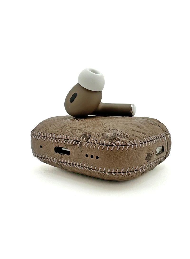 Craft Merlin Craft Customized Apple AirPods Pro 3 Bluetooth Earbuds – Leather Ostrich Taupe - Image 5