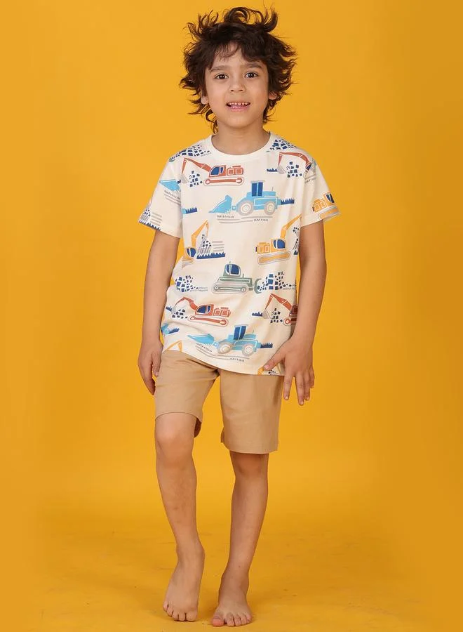 انثريلو طقم تي شيرت وشورت بطبعة أنثرلو بالكامل