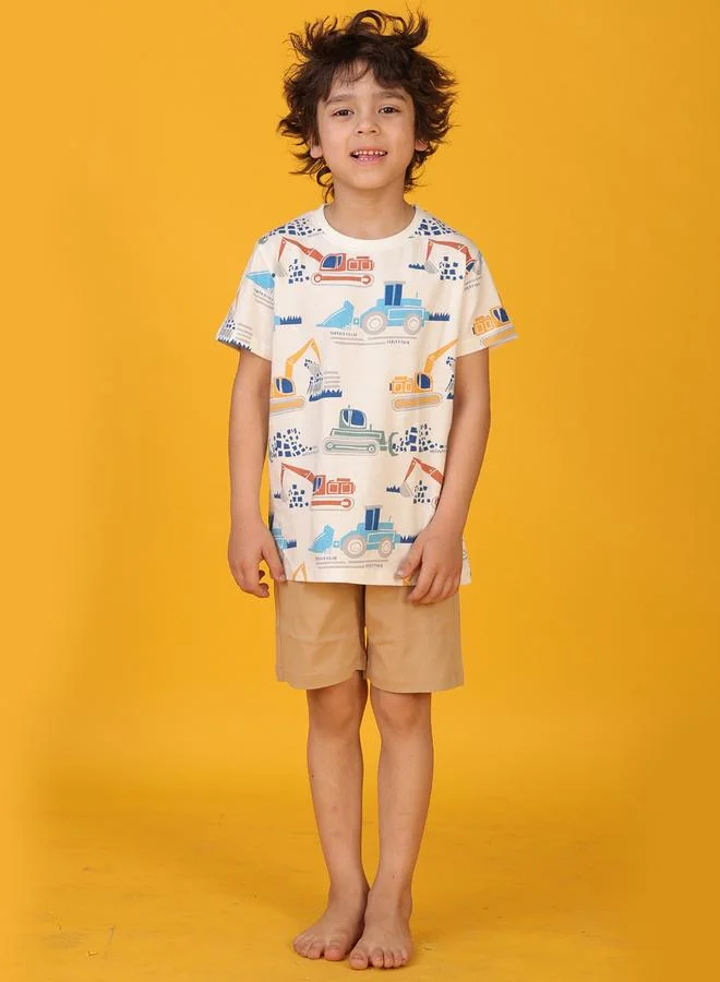 انثريلو طقم تي شيرت وشورت بطبعة أنثرلو بالكامل