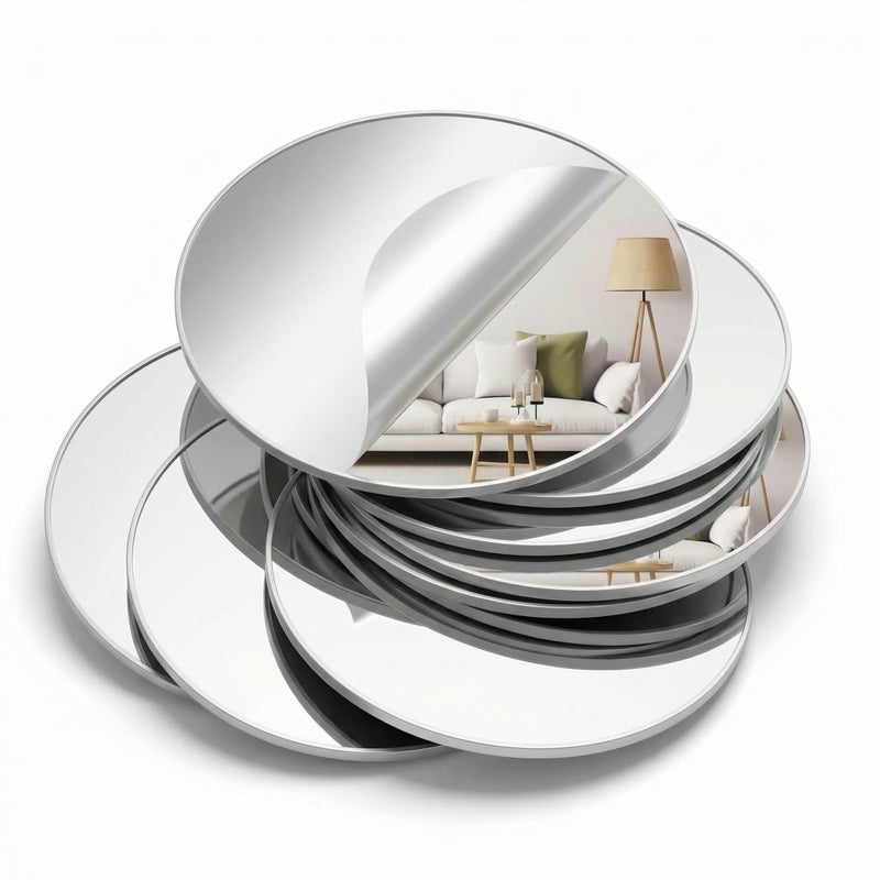 20cm Round Acrylic Decorative Mirror (Suitable for Tabletop Arrangements, Weddings, Wall Decoration, Home Living Room and Bedroom Decor, and DIY Crafts) 14PCS - Image 4