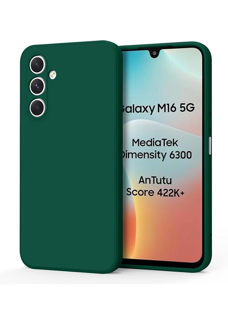 Wtech Samsung Galaxy M16 5G / Samsung Galaxy F16 5G 2025 Premium Soft Liquid Silicone Case Cover (MCRPSN) - Dark Green - Image 1