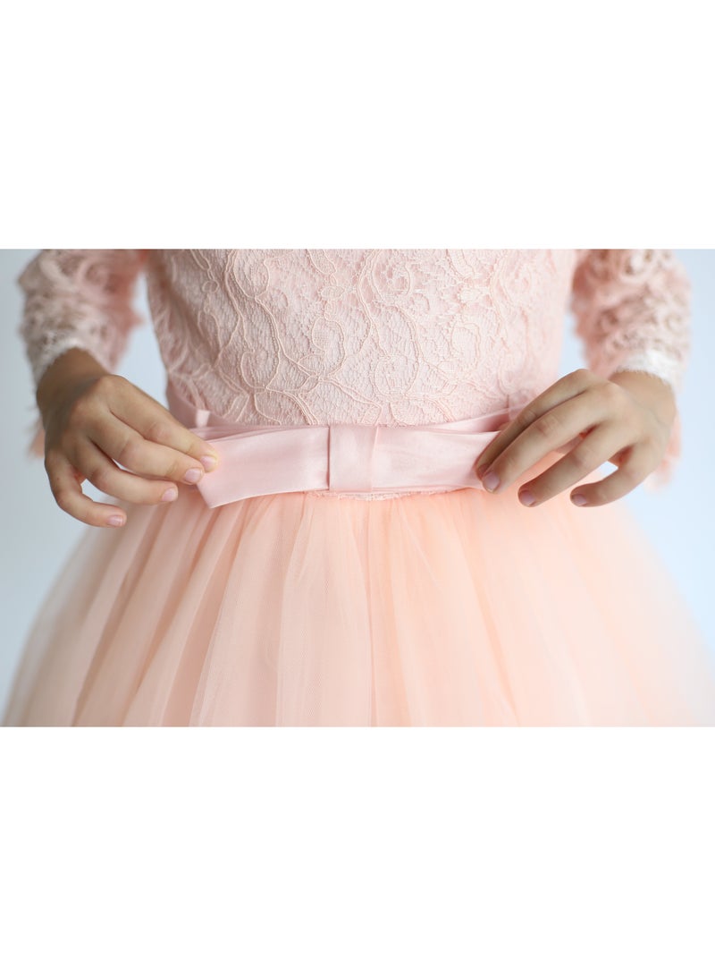 D'Daniela Lace Half Sleeve Shrimp Pink Dress - Image 5