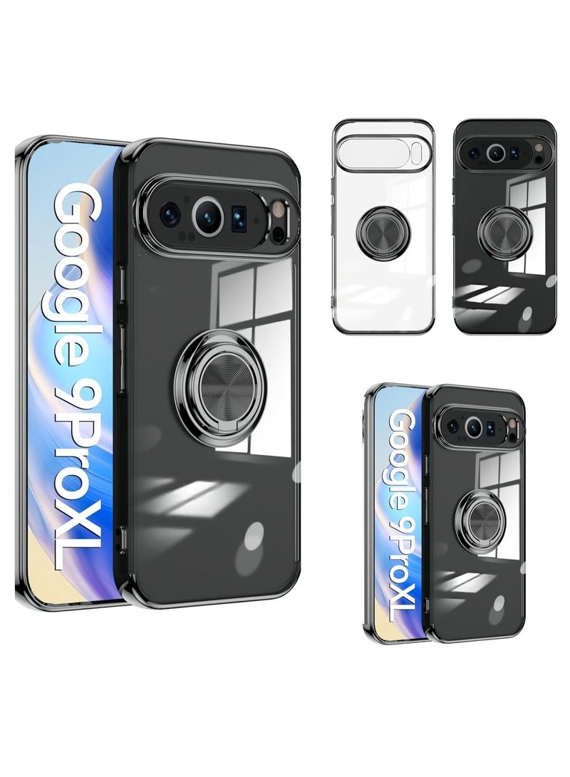 Transparent Magnet Case for Pixel 9 Pro XL, with 360°Rotating and Foldable Ring Bracket, Soft Bumper Shell for Google Pixel 9 Pro XL - Image 1