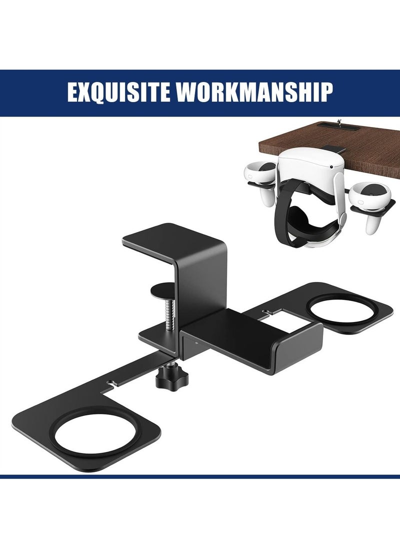 SYOSI - SYOSI VR Display Holder Stand Under Desk Virtual Reality Headsets Metal Stand Storage Hook Universal Clamp-on Desk Hanger Hooks for Oculus Quest 2/Quest/Rift S, HTC Vive Pro, PSVR 2 - Image 1