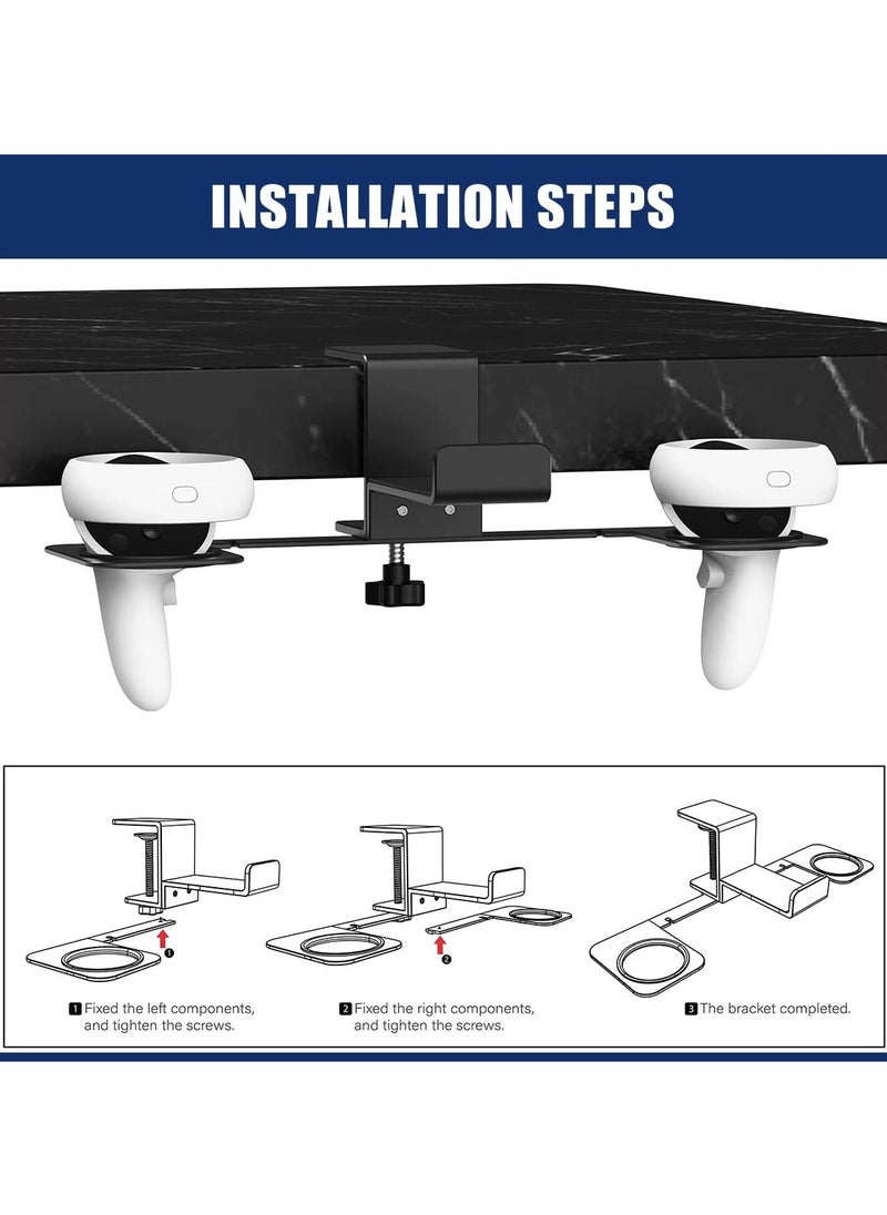 SYOSI - SYOSI VR Display Holder Stand Under Desk Virtual Reality Headsets Metal Stand Storage Hook Universal Clamp-on Desk Hanger Hooks for Oculus Quest 2/Quest/Rift S, HTC Vive Pro, PSVR 2 - Image 1