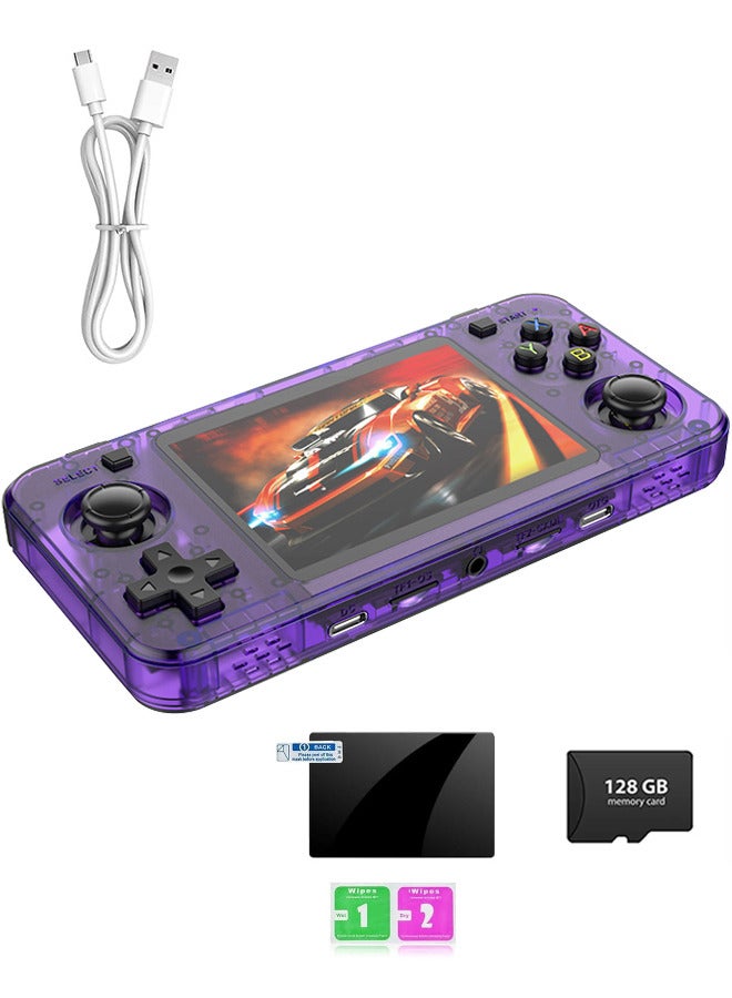  أمباون R36H وحدة ألعاب محمولة عتيقة مع نظام لينكس مفتوح المصدر، معالج Cortex-A35، بطاقة TF بسعة 128 جيجا توفر أكثر من 30,000 لعبة كلاسيكية، شاشة IPS بحجم 3.5 بوصة، جهاز ألعاب محمول كلاسيكي - بنفسجي - Image 1