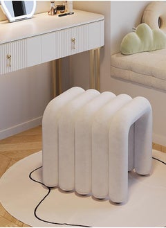Merry Moments Bold Chair Makeup Seat Dressing Stool Footrest Ladies Stool Girl Chairs Lounge Chair for Bedroom Living Dining Retail Metal Structure Polyurethane Foam Textile Beige White Cover H46xW42xL41  - Image 1