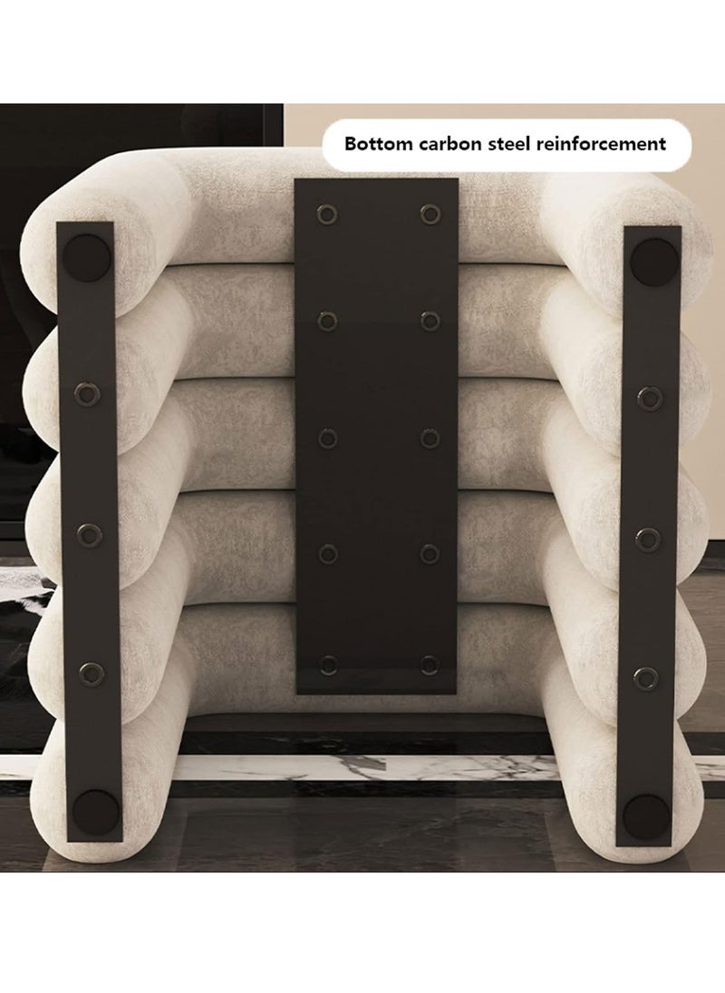 Merry Moments Bold Chair Makeup Seat Dressing Stool Footrest Ladies Stool Girl Chairs Lounge Chair for Bedroom Living Dining Retail Metal Structure Polyurethane Foam Textile Beige White Cover H46xW42xL41  - Image 5
