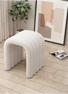 Merry Moments Bold Chair Makeup Seat Dressing Stool Footrest Ladies Stool Girl Chairs Lounge Chair for Bedroom Living Dining Retail Metal Structure Polyurethane Foam Textile Beige White Cover H46xW42xL41  - Image 2
