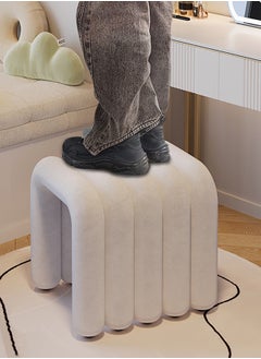 Merry Moments Bold Chair Makeup Seat Dressing Stool Footrest Ladies Stool Girl Chairs Lounge Chair for Bedroom Living Dining Retail Metal Structure Polyurethane Foam Textile Beige White Cover H46xW42xL41  - Image 3