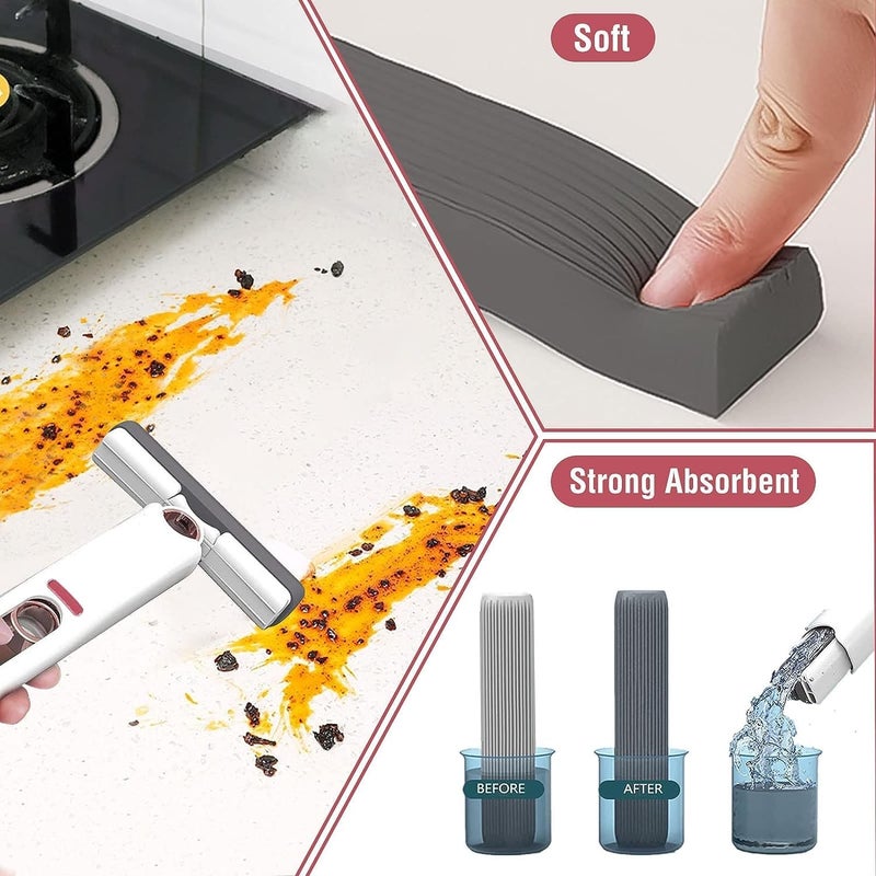 MASAYUKI MASAYUKI Mini Mop for Kitchen Portable Mini Mop Kitchen Cleaning Tools Home Kitchen Self Squeeze Mop Sponge for Bathroom Glass Cleaner Short Mop - Image 2