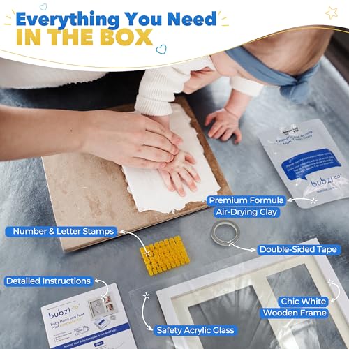 Bubzi Co Baby Footprint Kit, Baby Foot and Hand Print Kit, Baby Keepsake Frame, Nursery Pictures Frames, Hand Print Mold Kit, New Mom Gifts, Baby Newborn Essentials Must Haves, Baby Shower Gifts - Image 2