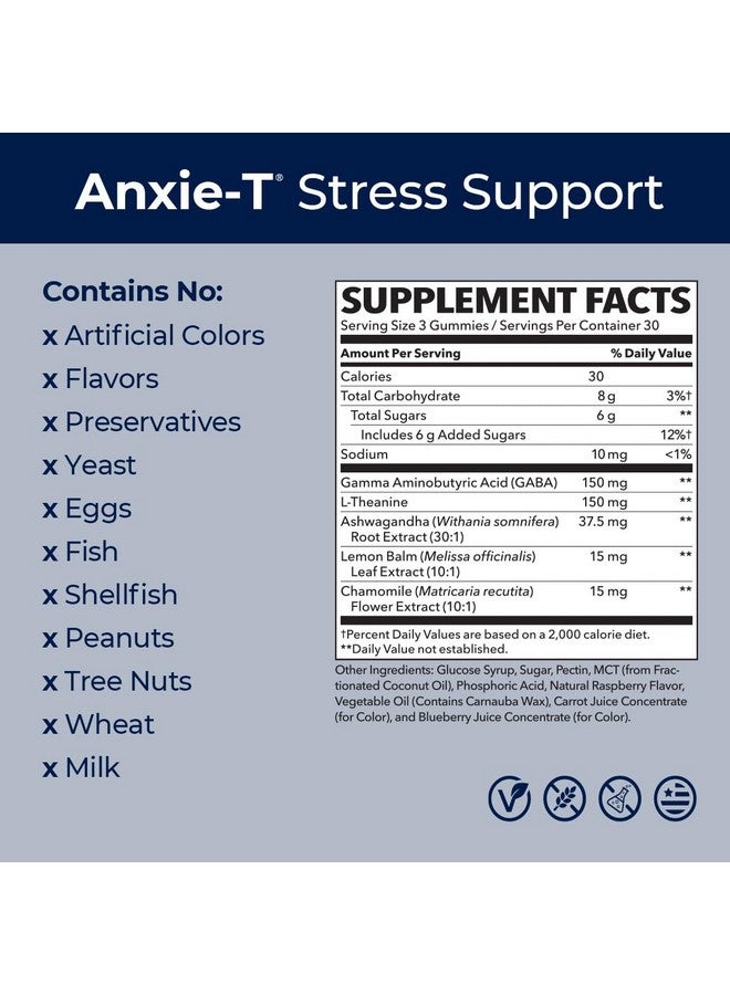 لايف سيزنز Anxie-T - Stress Relief Gummy - مكمل غذائي من الفيتامينات لدعم الحالة المزاجية والتركيز الذهني - اشعر بالهدوء والاسترخاء - يخفف التوتر بسرعة - أشواغاندا وحمض جاما أمينوبوتيريك وإل ثيانين - 90 قطعة حلوى - Image 5