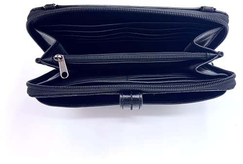 The Sak Iris Leather Smartphone Crossbody Carrier Black Floral Embossed - Image 3