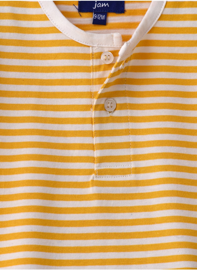 JAM Boys' Yellow Striped Cotton Polo T-Shirt  - Image 3