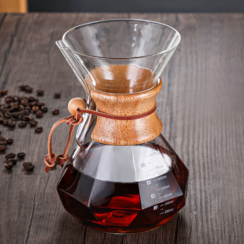 Directly Supplied High Borosilicate Glass Coffee Pot Coffee Sharing Pot Wooden Handle Hand Brewed Pot Coffee Pot Set Can Be Printed With Logo - Image 3
