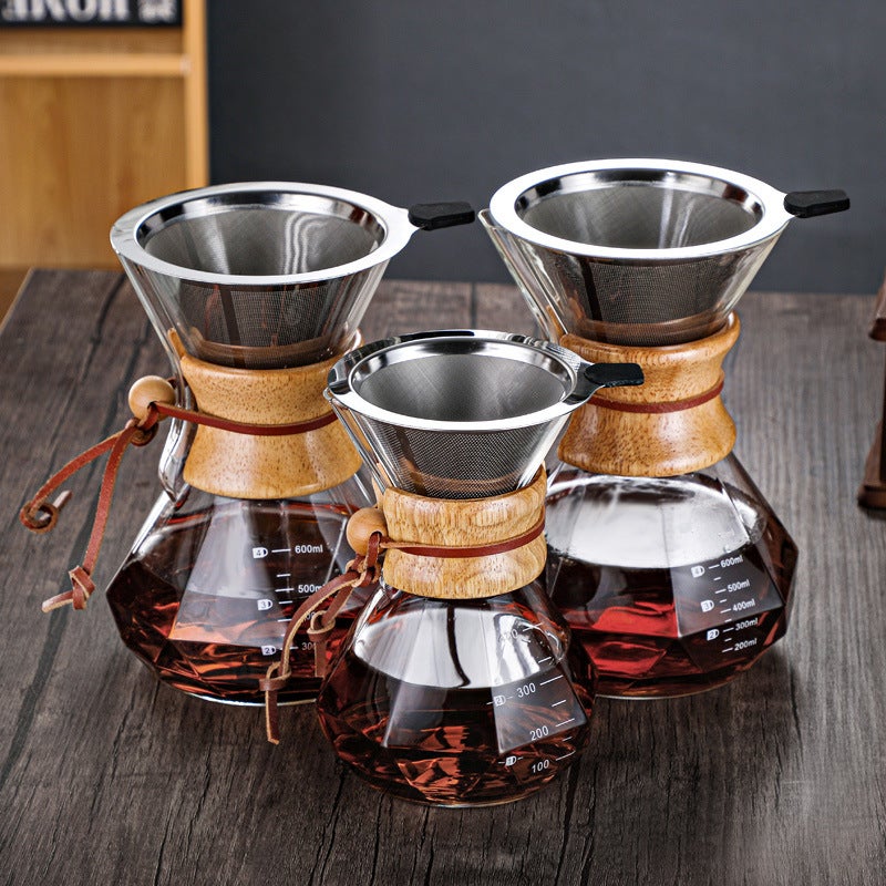 Directly Supplied High Borosilicate Glass Coffee Pot Coffee Sharing Pot Wooden Handle Hand Brewed Pot Coffee Pot Set Can Be Printed With Logo - Image 2