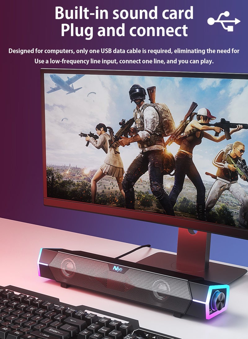 نييه مكبر صوت بلوتوث مزود بإضاءة RGB، واتصال سلكي عبر البلوتوث وUSB، ومضخم صوت، وبلوتوث 5.3 ستيريو مزدوج، ومقبض للتحكم في مستوى الصوت، ومناسب لأجهزة الكمبيوتر، وأجهزة الكمبيوتر المحمولة، وأجهزة التلفزيون، والمنزل/الحفلات/الألعاب. - Image 5