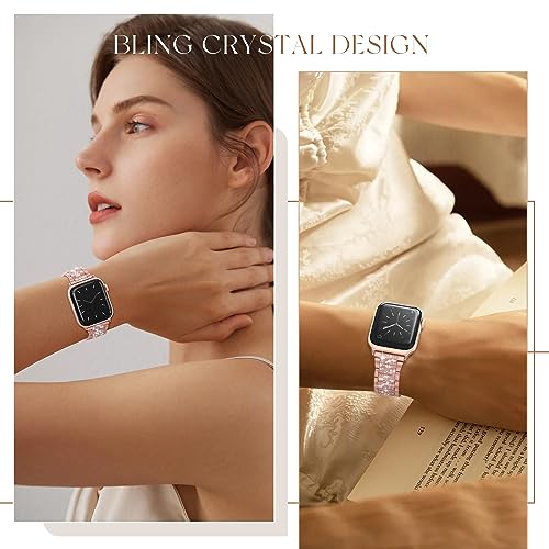 MARGE PLUS Compatible with Apple Watch Bling Band Women 38mm 40mm 41mm 42mm Series 11 10 9 8 7 6 5 4 3 2 1 SE, Upgraded Sparkle Replacement Bracelet iWatch Band, Diamond Rhinestone Stainless Steel Metal Strap - Image 5