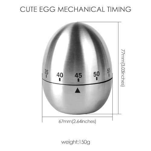 Jayron JR-WG015 Egg Kitchen Timer Stainless Steel Mechanical Rotating Alarm 60 Minutes Count Down Timer for Cooking Learning - Image 4