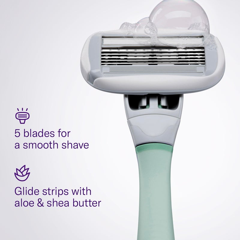 Flamingo Shaving Razor Set for Women - Original Razor Handle, 2 Blade Refills, Foaming Shaving Gel, and Shower Holder - Sage - Image 5