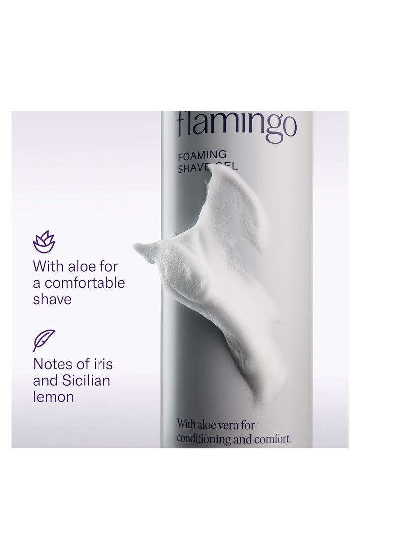 Flamingo Razors for Women Shave Set, 1 Women's Razor Handle (Sage), 2 Razor Five-Blade Refills, 1 oz. Foaming Shave Gel, and 1 Shower Holder - Image 3