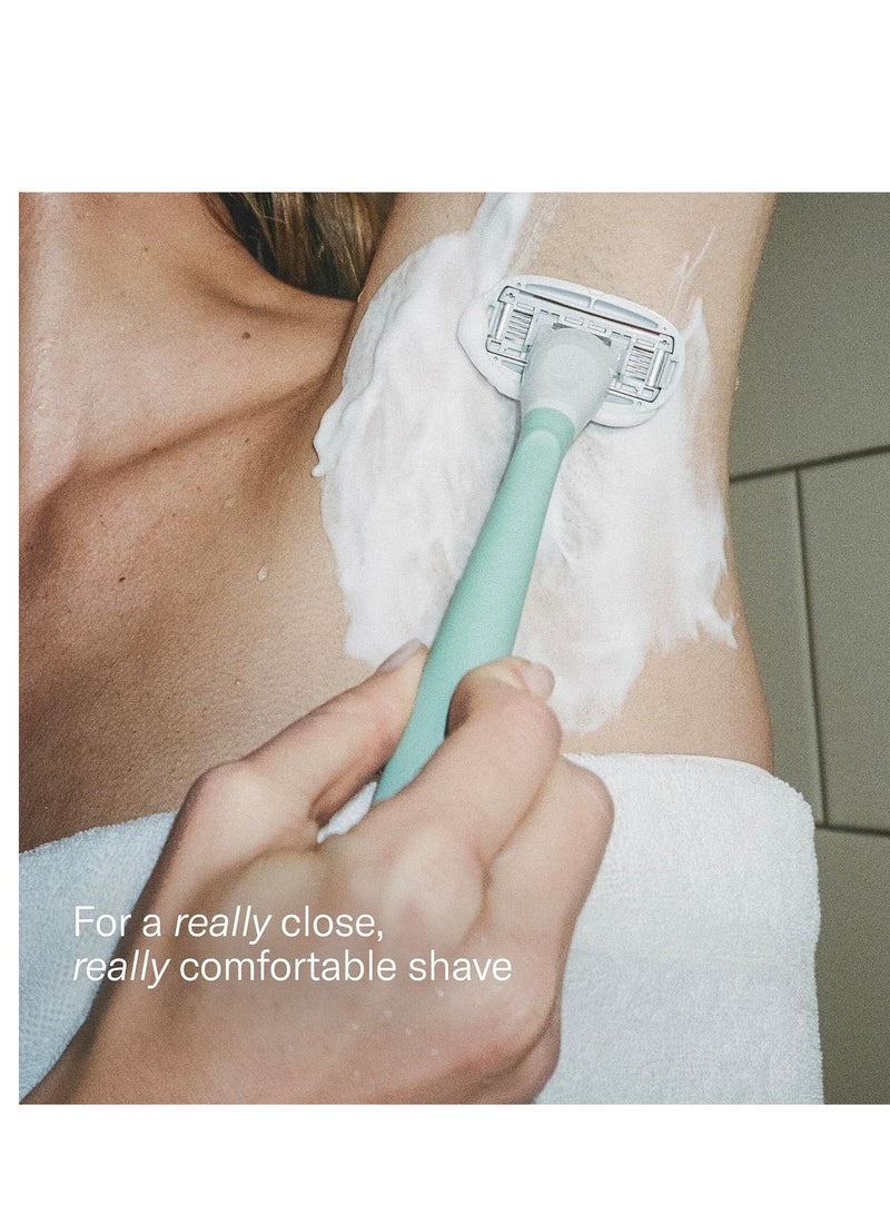 Flamingo Razors for Women Shave Set, 1 Women's Razor Handle (Sage), 2 Razor Five-Blade Refills, 1 oz. Foaming Shave Gel, and 1 Shower Holder - Image 4