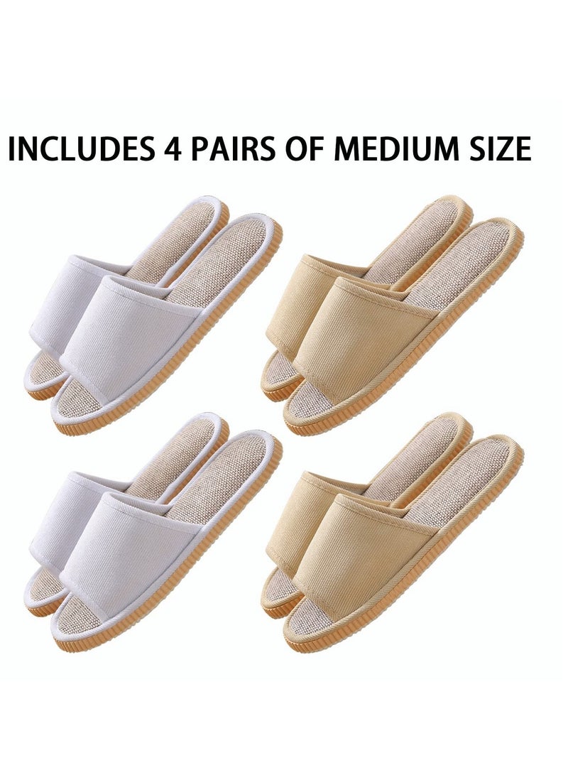 Y&D 8 Pairs Disposable Slippers for Guests,House Guests, Open Toe Indoor Comfortable Washable,Multi-Color Casual Spa House,Hotel,Travel,Unisex Universal Size - Image 2