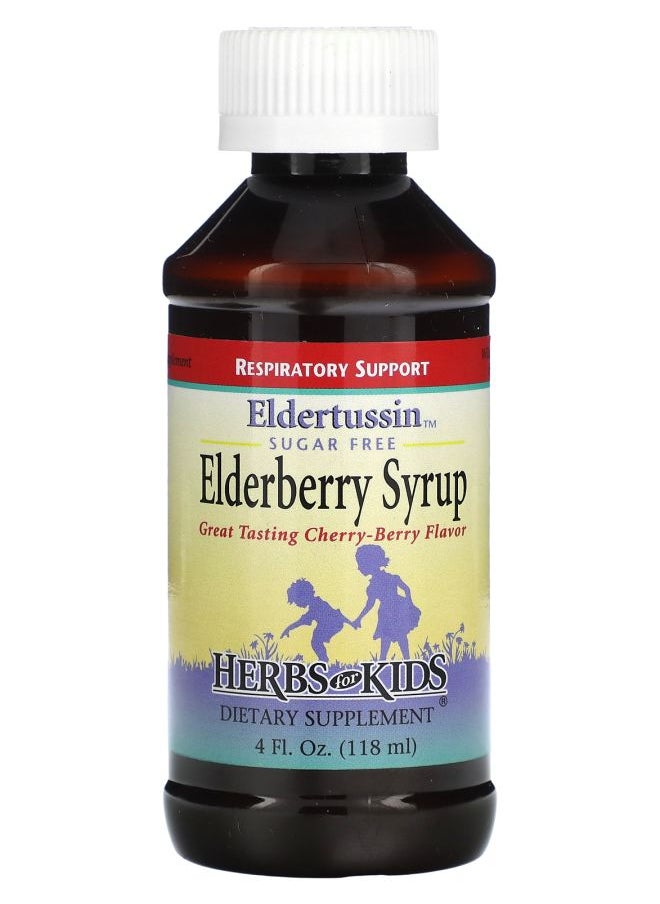 Herbs For Kids - Elderberry Syrup CherryBerry Sugar Free 4 fl oz (118 ml) - Image 1
