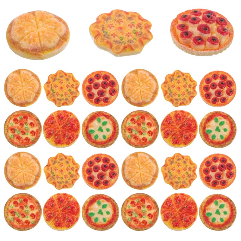 60 Pcs Realistic Miniature Pizza Resin Food Models For Dollhouse Pretend Play - Image 2