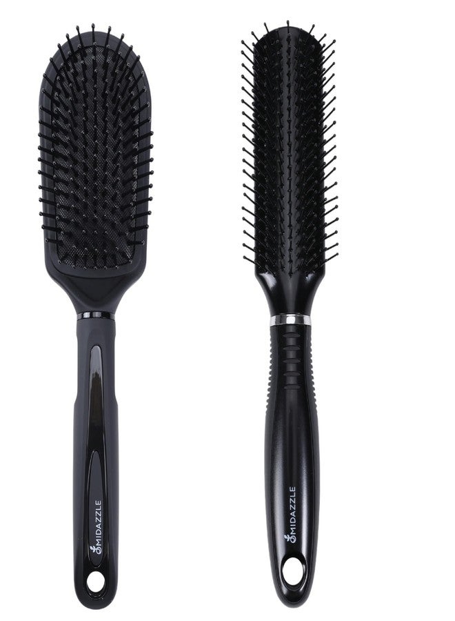 Omidazzle Midazzle Premium Hair Brush Set, Black and Silver, Pack of 2 - Image 1