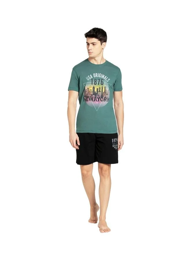 Jockey Greem Spruce US81 Men Super Combed Cotton Rich Graphic Printed Round Neck T Shirt for Men | Best Price UAE