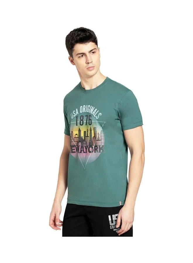 Jockey Greem Spruce US81 Men Super Combed Cotton Rich Graphic Printed Round Neck T Shirt for Men | Best Price UAE
