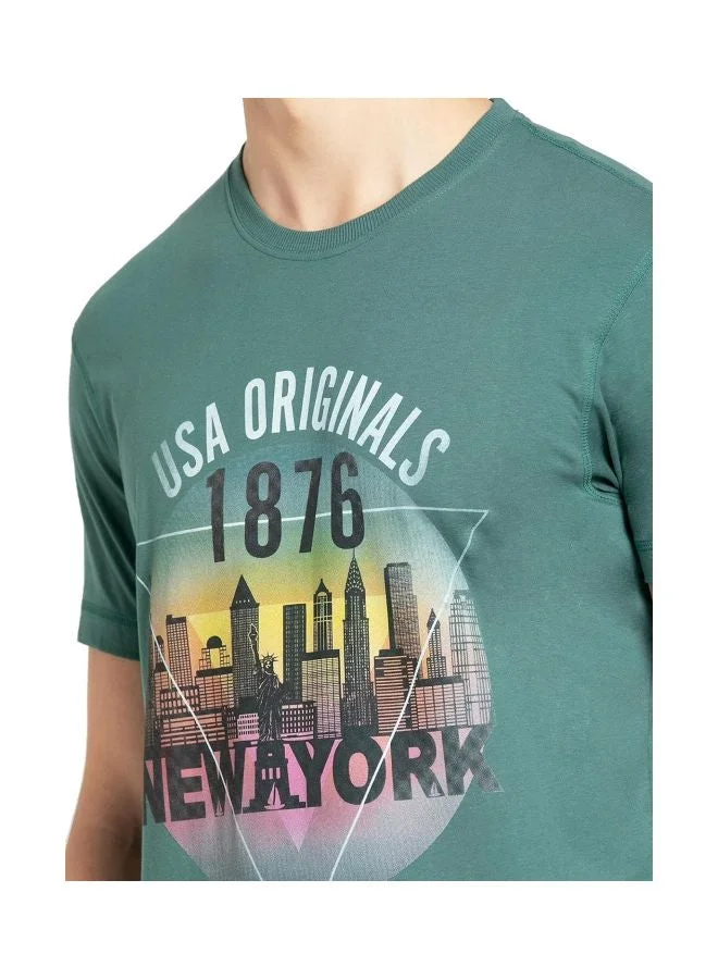 Jockey Greem Spruce US81 Men Super Combed Cotton Rich Graphic Printed Round Neck T Shirt for Men | Best Price UAE