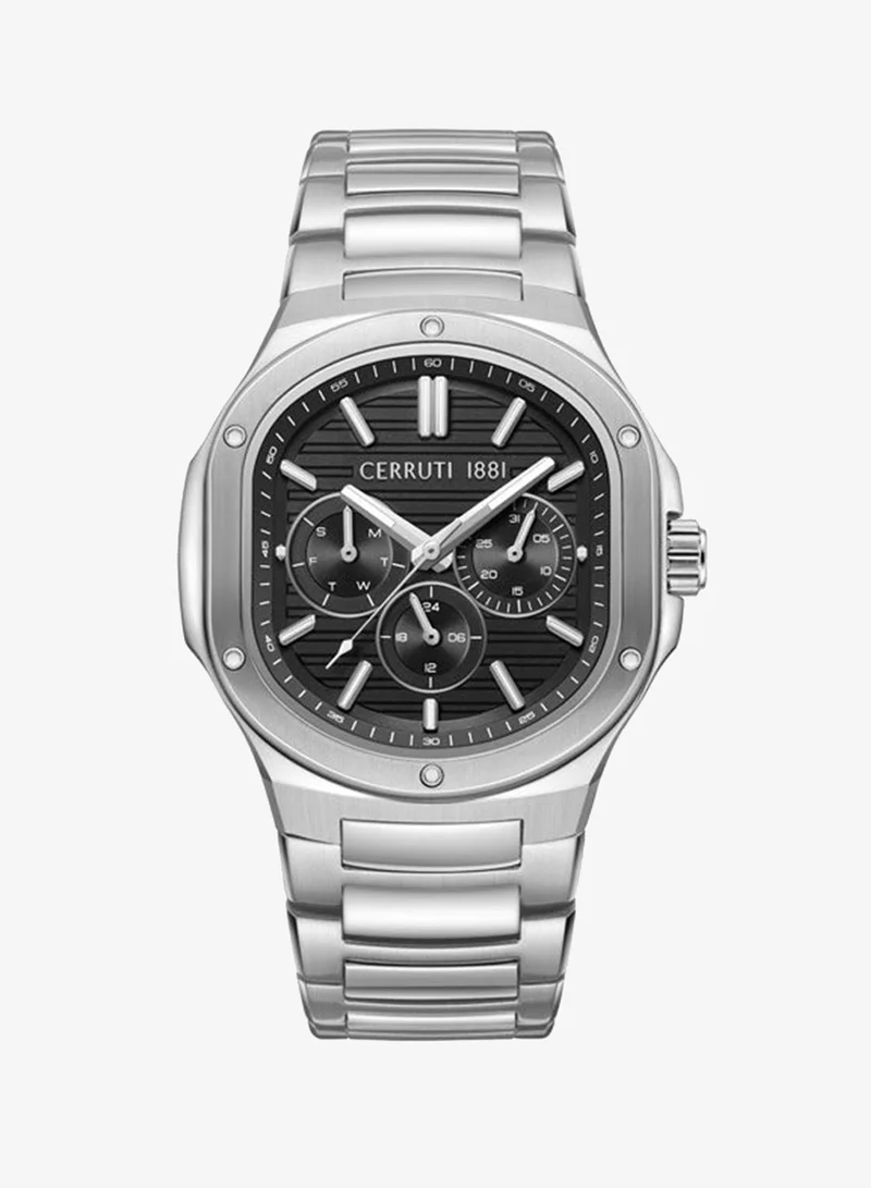 شيروتي 1881 Trento Black Dial Stainless Steel Bracelet Multifunction Watch for Men, 40mm