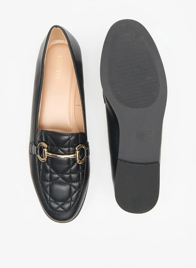 Celeste Women's Quilted Loafers with Metallic Accent
