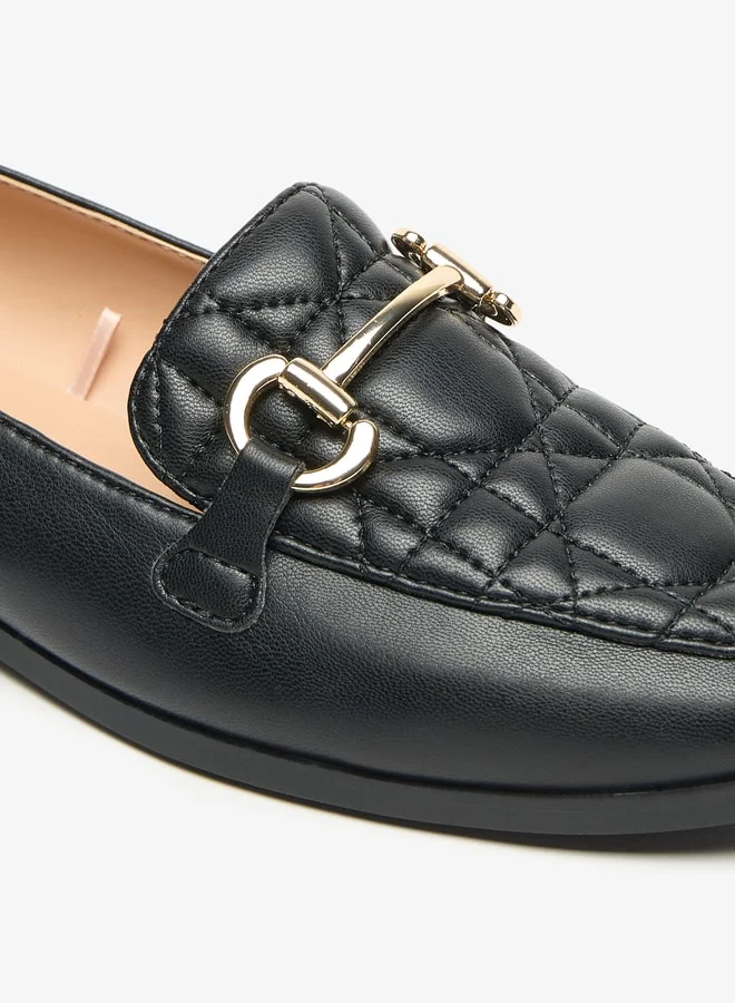 Celeste Women's Quilted Loafers with Metallic Accent