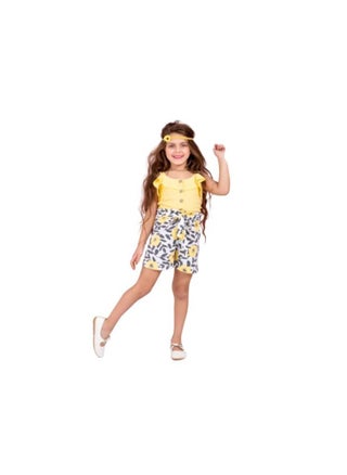 Girls' outing set consisting of a yellow T-shirt and white shorts with a drawing of flowers - pzsku/ZD0D52EDF35DFF8DC3F99Z/45/_/1691850013/c3d65b37-8a35-4da8-b06c-ec44b4434c51