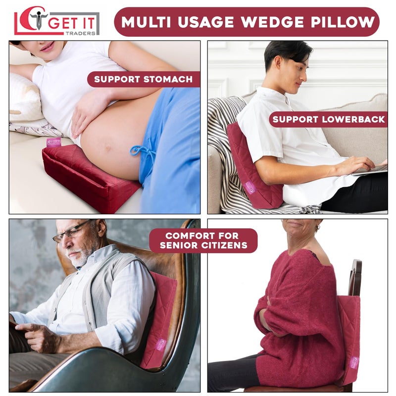 GET IT Multi Use Wedge Pillow for Pregnancy Women and New Born Baby | Lower Back-Pain Relief |Knee Support Between Legs | Anti Vomiting and Milk Spitting for New Born Baby (Pink with Beige) - Image 3